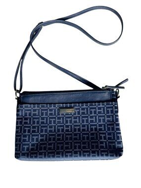 Tommy Hilfiger Blue Monogram Crossbody Bag And Clutch